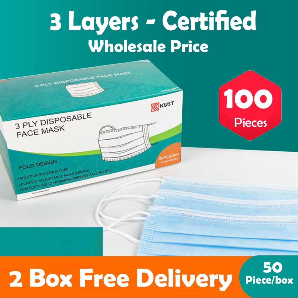 Factory direct sales| 100 disposable masks 3 layers civil protection dustproof adult English packaging spot wholesale export